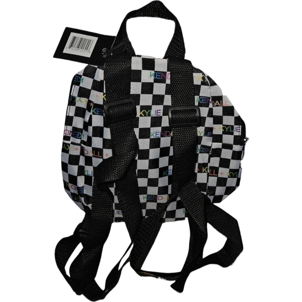 NWT Kendall & Kylie Checkered Rainbow Monogram Mini Backpack - Picture 2 of 2